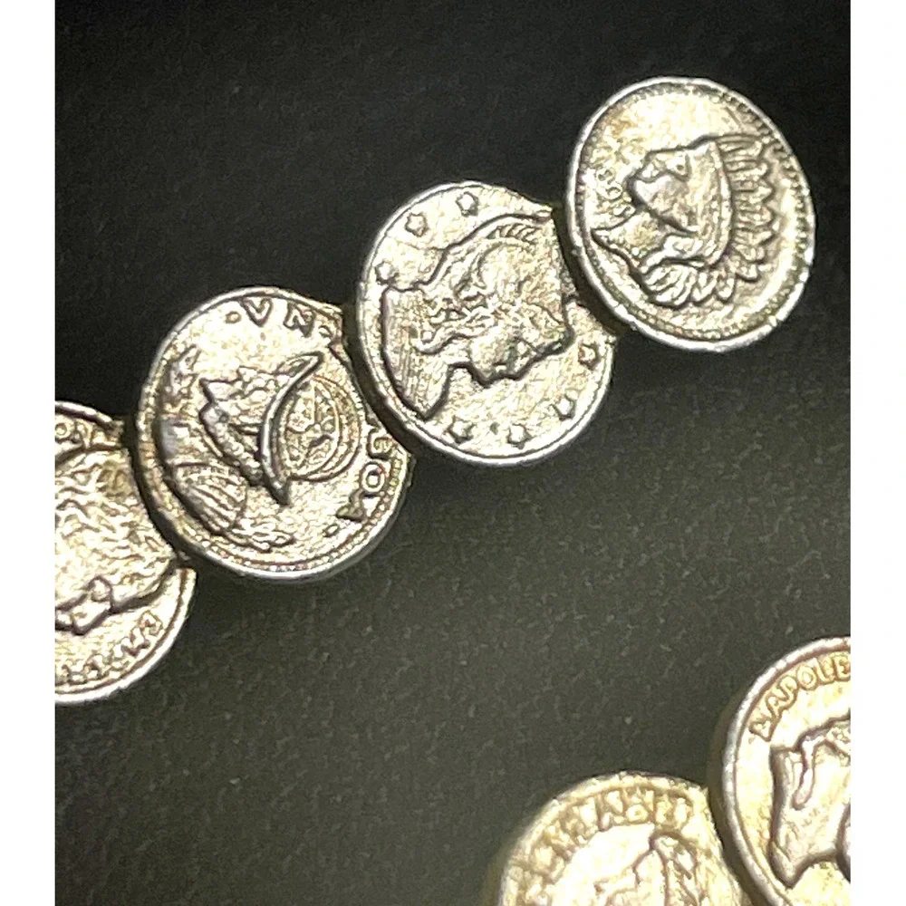 Vintage Coin Hair Clips Bobby Pin Set‎ of 2 Gold Tone Medallion Roman Jewelry